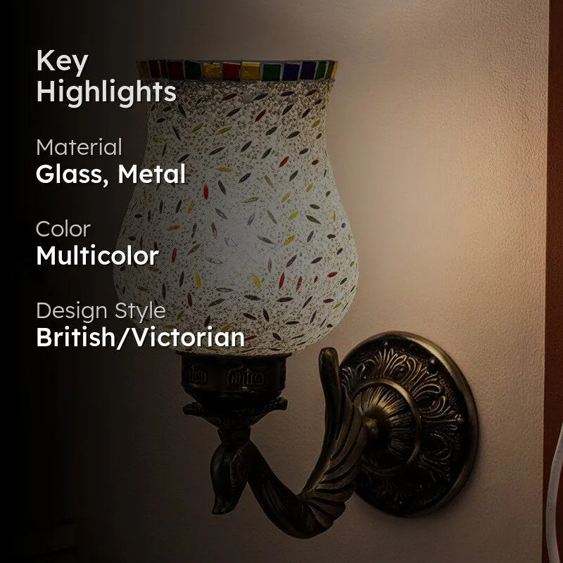 Nira Retro Mosaic Glass & Metal Wall Lamp media 2