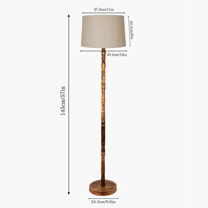 Heritage Turned Wooden Floor Lamp - Brown media 7