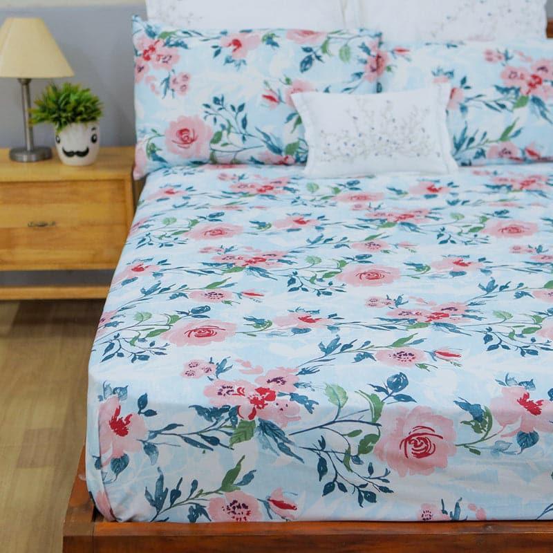 Surva Camellias Flora Cotton Bedsheet (Pink) - 254 TC media 5