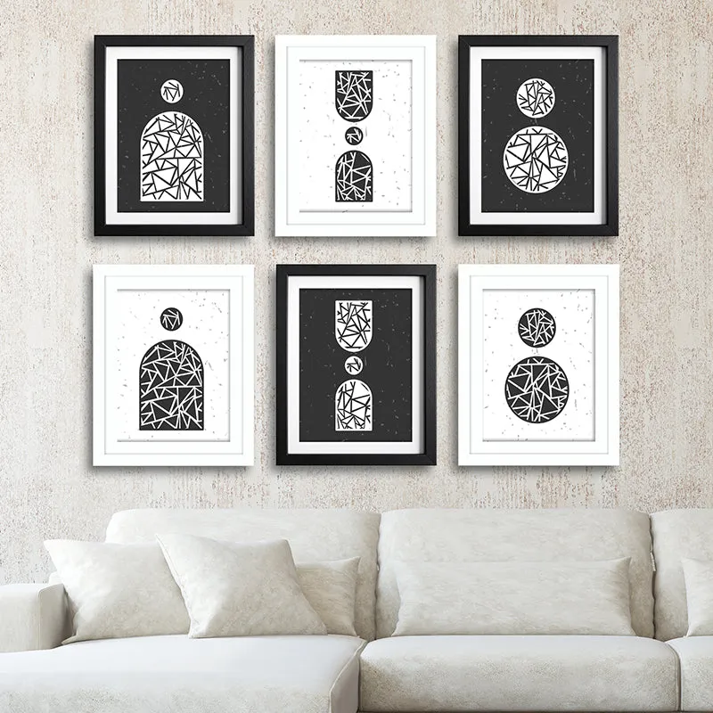 Modern Monochrome Wall Art With Frame - Set Of Six media 1