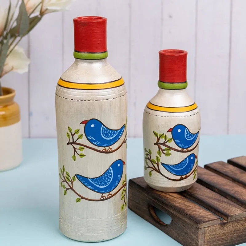 Mashiko Handpainted Terracotta Vase - Set Of Two media 1