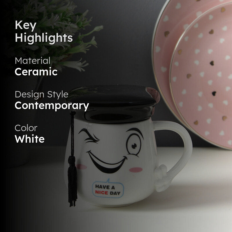 Graduation Cap Quirky Mug With Lid (400 mL) - Black media 2