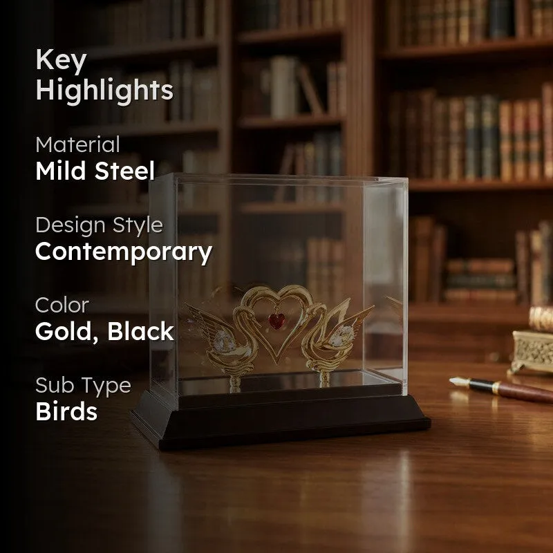 Golden Love Birds 24K Gold Plated Mild Steel Showpiece media 2