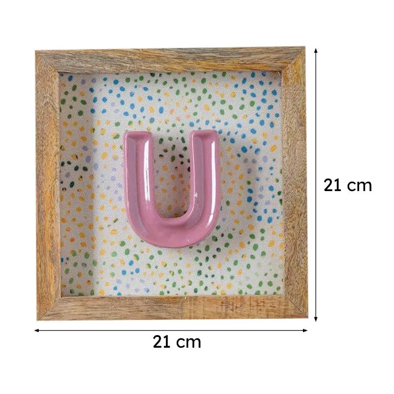 (U) Mini Mottled Mono Ceramic & Wooden Wall Accent - Pink media 6