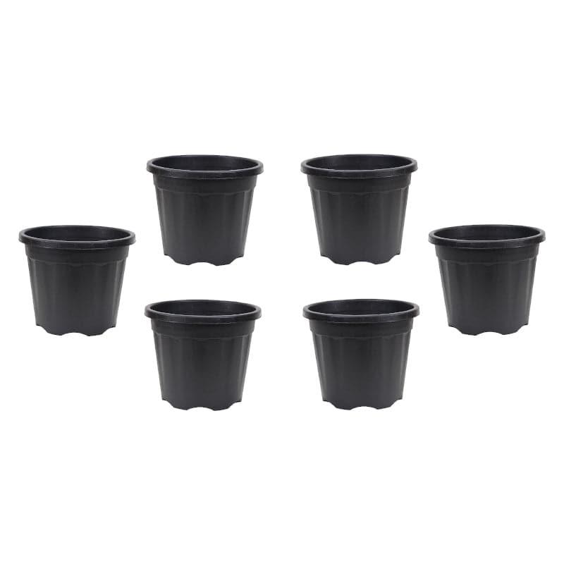 Ugaoo UV Treated Black Plastic Pot (25 CM) - Set Of Six media 4