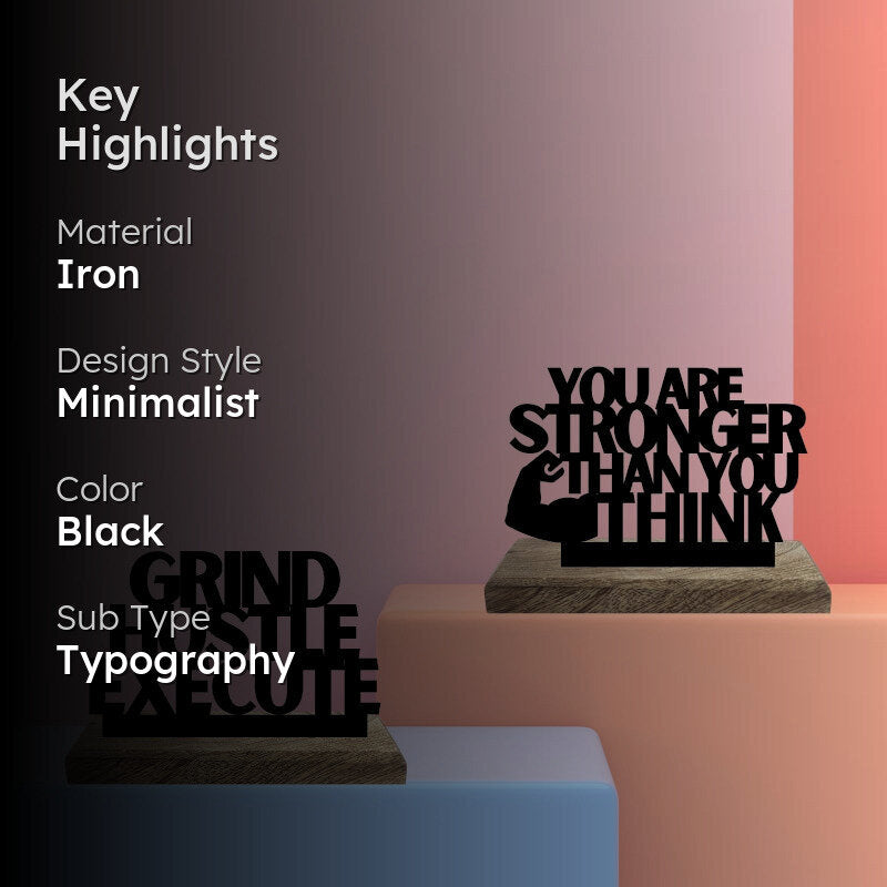 Strong Mind Bold Execution Typography Showpiece - Set Of Two media 2