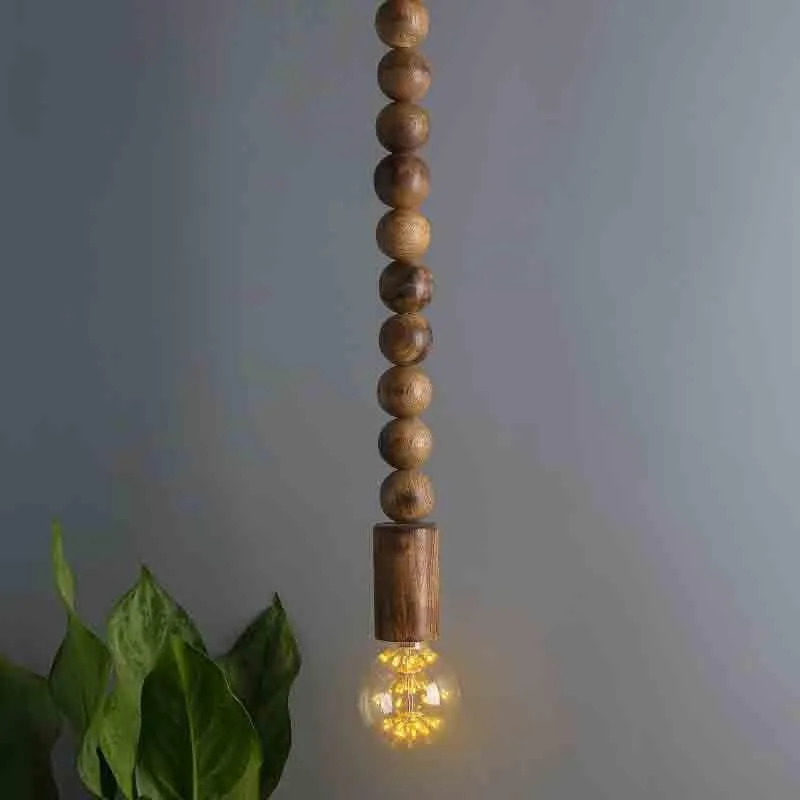 Savage Beaded Wooden Ceiling Lamp media 3
