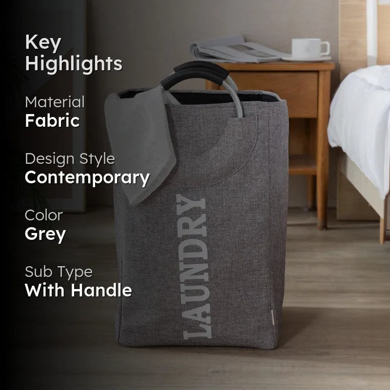 Fold Nest Fabric Laundry Basket - Grey media 2