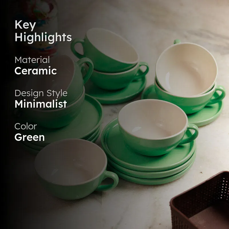 Blush & Brew Cup & Saucer (Mint/320 mL) - Sixteen Piece Set media 2