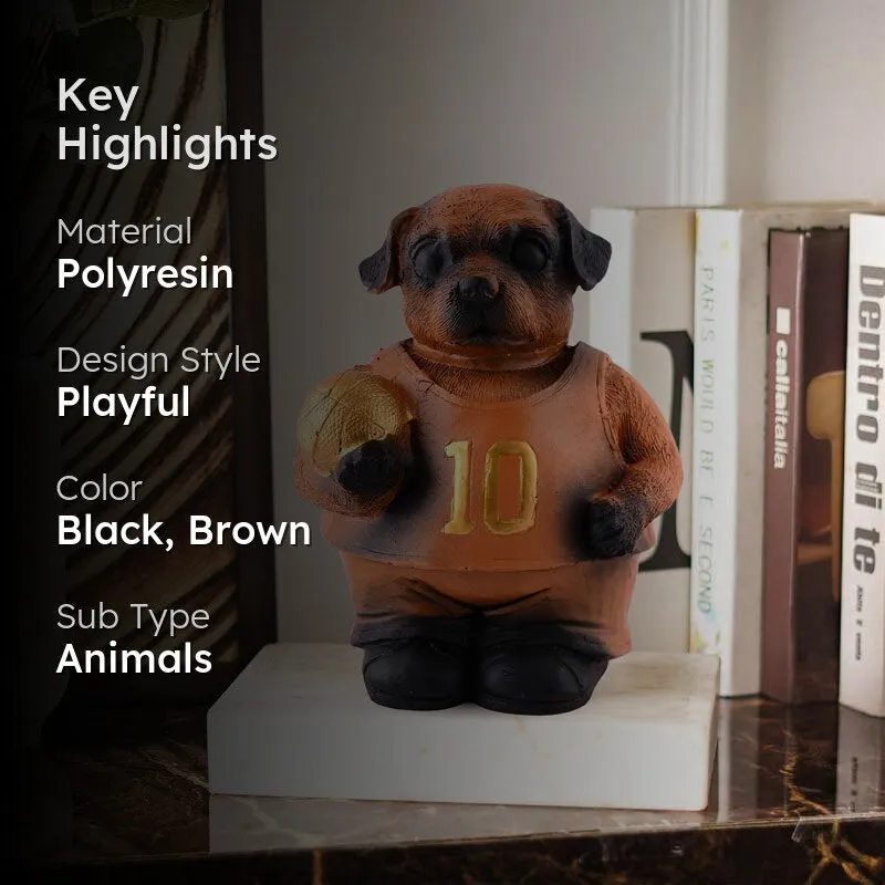 Dribble Dog Painted Polyresin Showpiece - Brown media 2