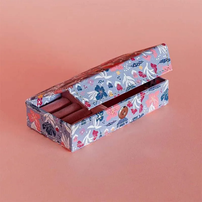 Pearlised Paper Leather Travel Jewel Box Small - Blue Meadow media 3