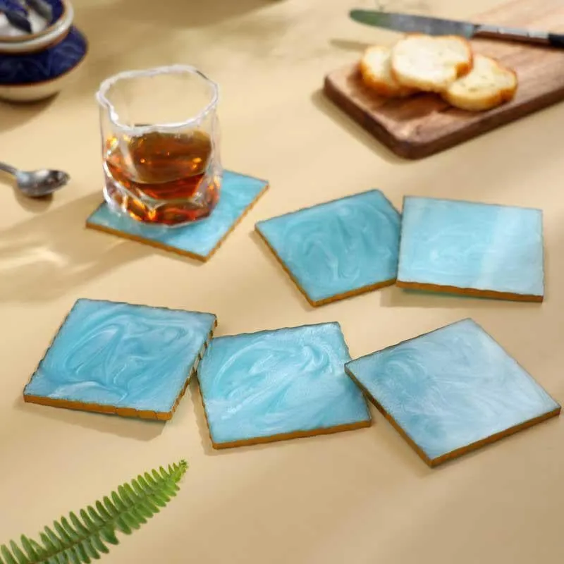 Marble Swirl Coaster (Sky) - Set Of Six media 1