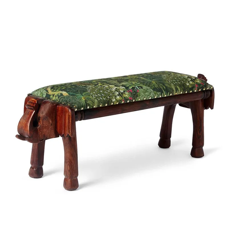 India Circus Acacia Wood Garden of Grace Wooden Elephant Bench media 3