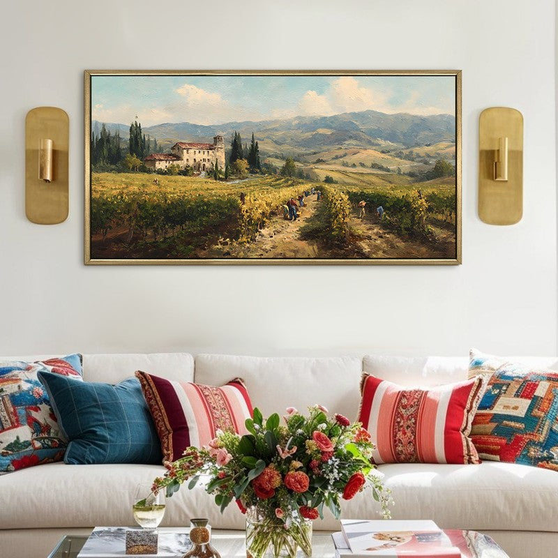 Tuscan Fields Canvas Wall Painting With Frame