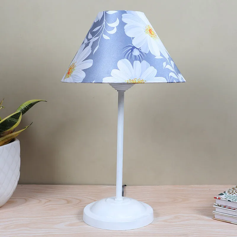 Daisy Blooms Plane Printed Metal Table Lamp - Blue,Whitte media 2