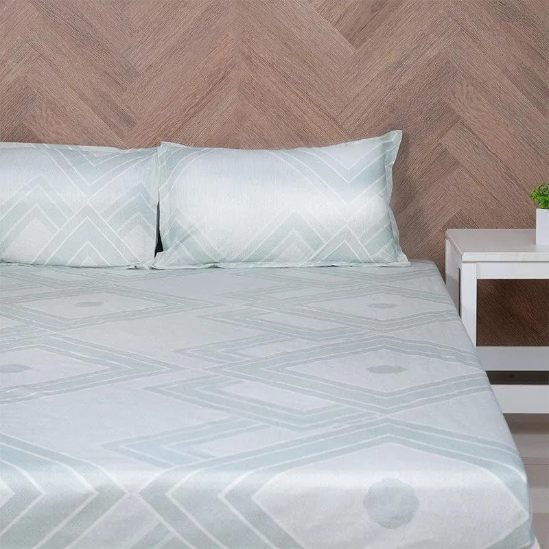 Neinia Printed Reversible Cotton Bedsheet (Green,Beige) - 170 TC media 1