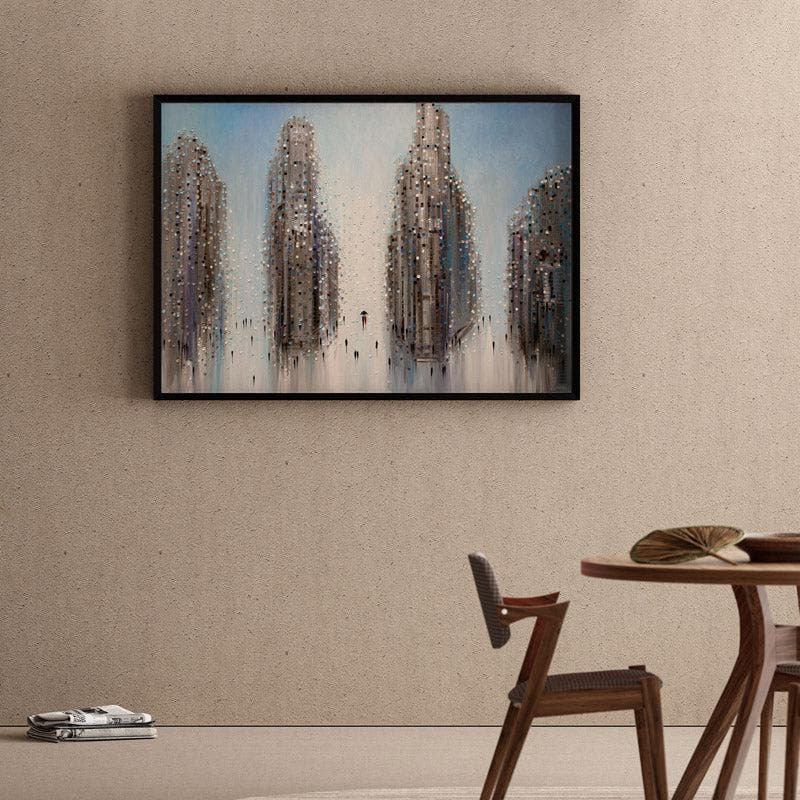City Mood Canvas Wall Painting - Black Frame