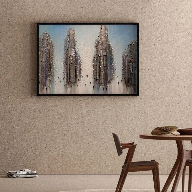 City Mood Canvas Wall Painting - Black Frame media 1