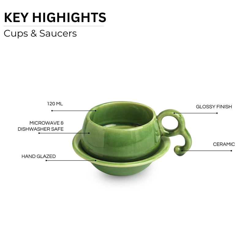 Eita Ceramic Tea Cup (120 mL Each) -  Set of Six media 5