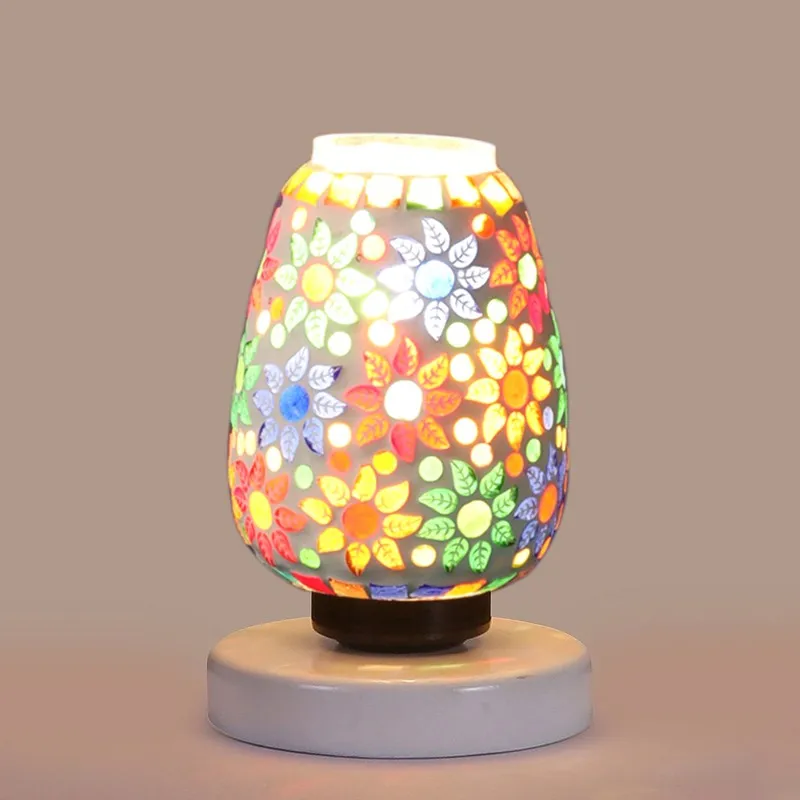 Sparkelle Glass Table Lamp With Wooden Base - Multicolor media 6
