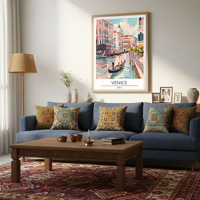 Vintage Venice Framed Canvas Archival Canvas Wall Painting - Natural Brown Frame media 4