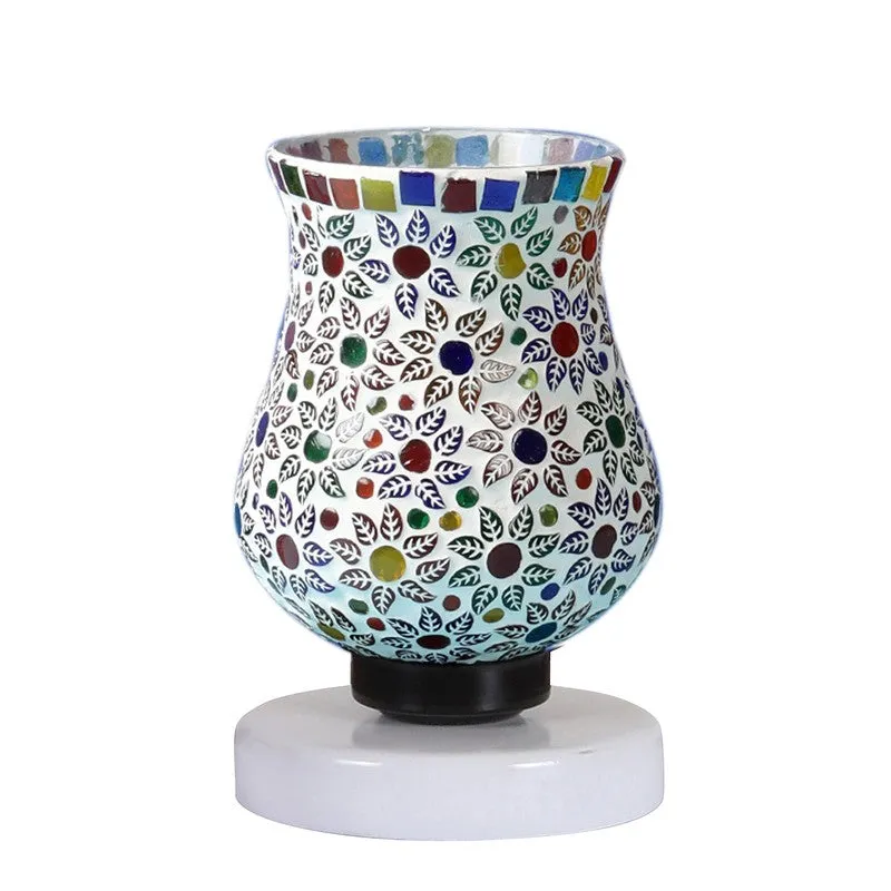 Lumeo Mosaic Glass Table Lamp With Wooden Base - Multicolor media 5