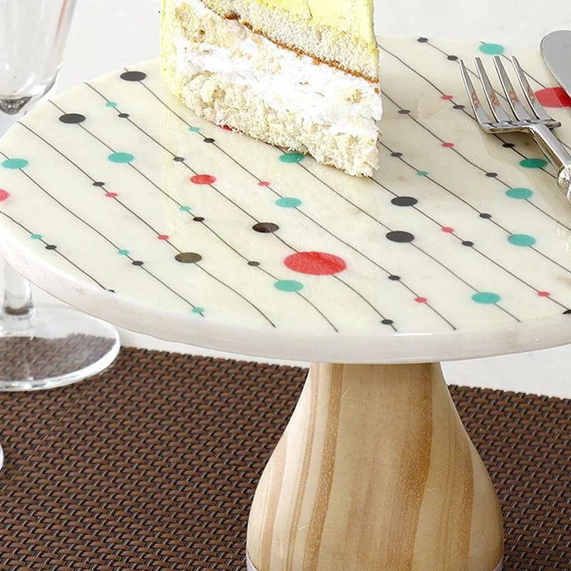 Margrain Printed Marble & Wood Cake Stand media 3