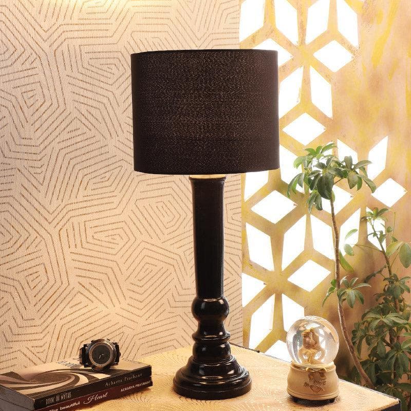 Blace Hiber Fabric Table Lamp - Black