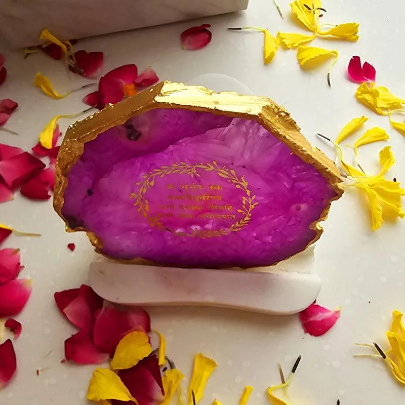 Sacred Gayatri Mantra Tealight Candle Holder - Pink media 3
