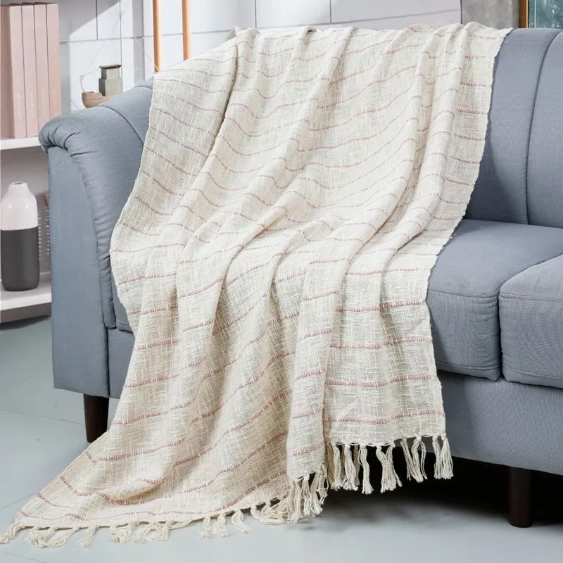 Cinnamon Whirl Striped Throw - Off White media 1