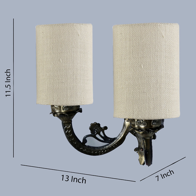 Vintage Duo Fabric & Metal Wall Lamp - Beige media 5