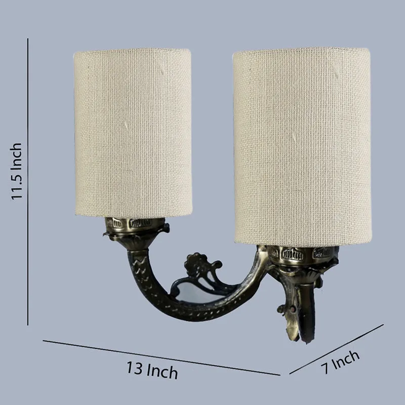Vintage Duo Fabric & Metal Wall Lamp - Beige media 5
