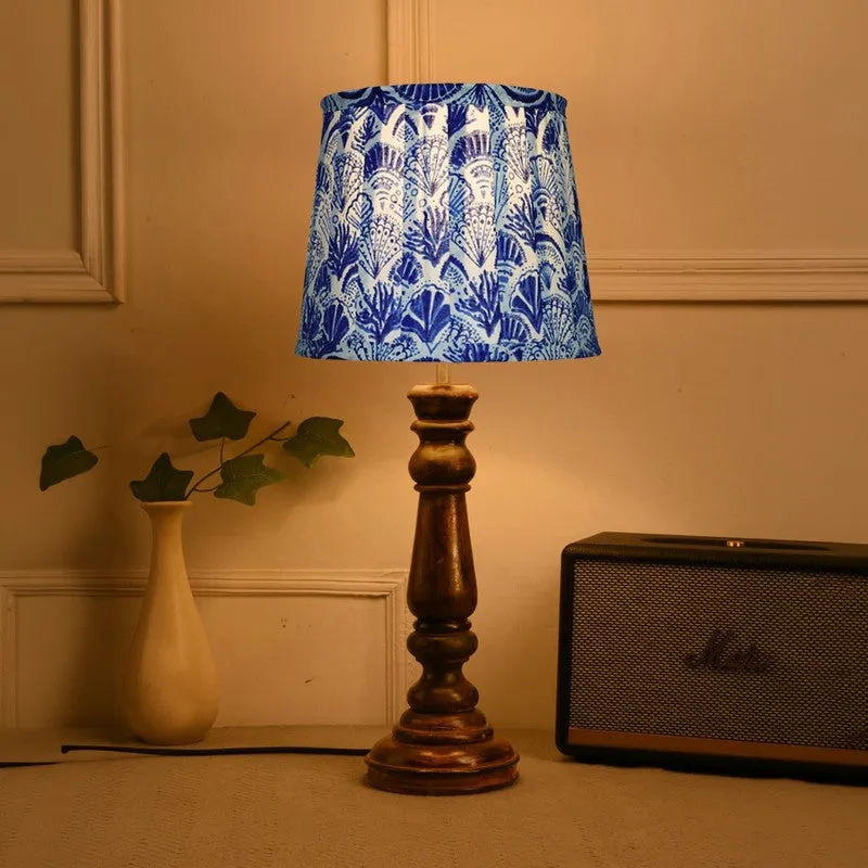 Indigo Tide Wooden Base Cotton Table Lamp - Blue media 1