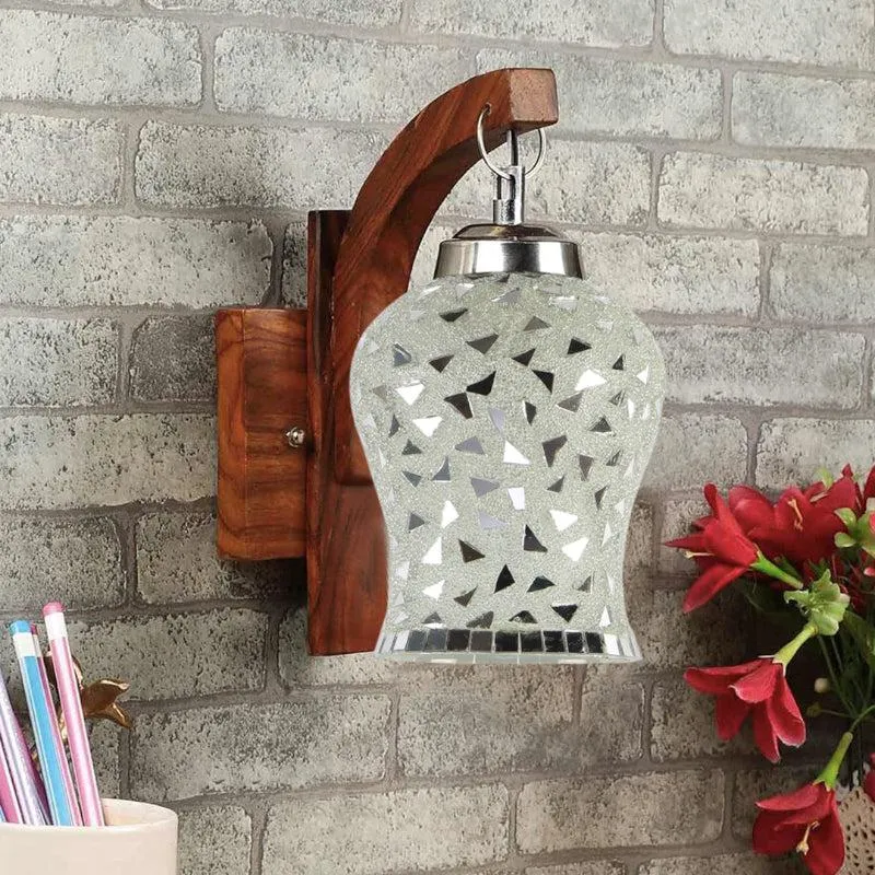Asta Forma Mosaic Glass & Wooden Wall Lamp media 3