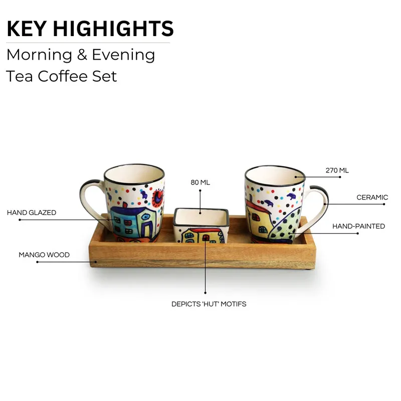 Coastal Cottage Handpainted Ceramic High Tea Set (270 ML & 80 ML) - Four Piece Set media 5