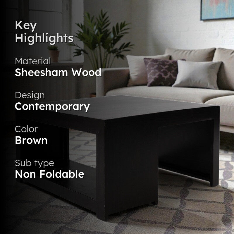 Drixon Sheesham Wooden Center Table - Brown media 2
