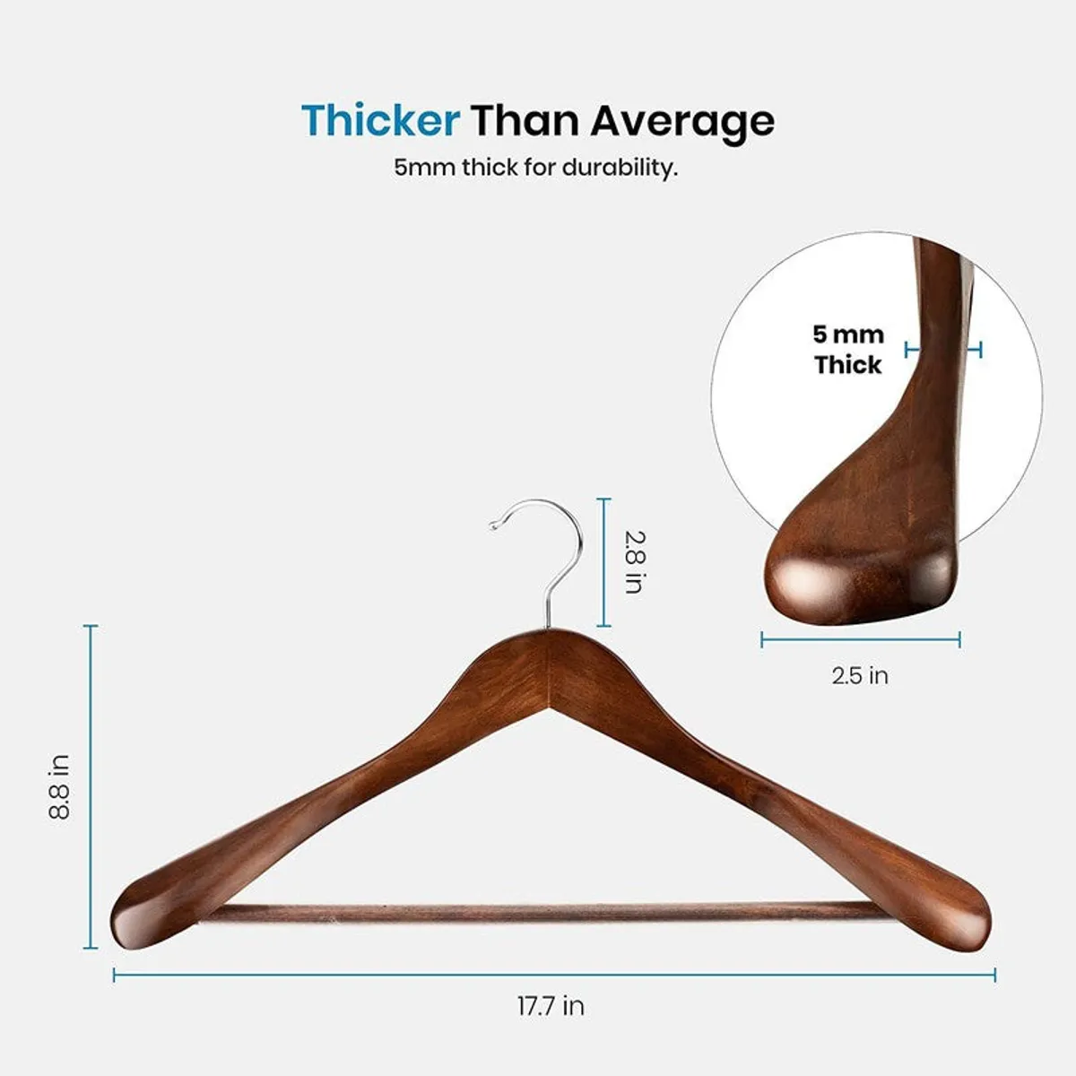Single brown wooden hanger shown front-on against a plain background