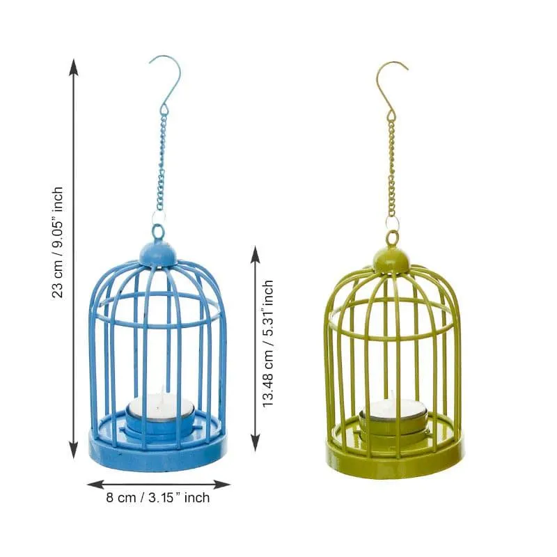 Bird Home Tealight Candle Holder (Blue & Green) - Set Of Two media 4