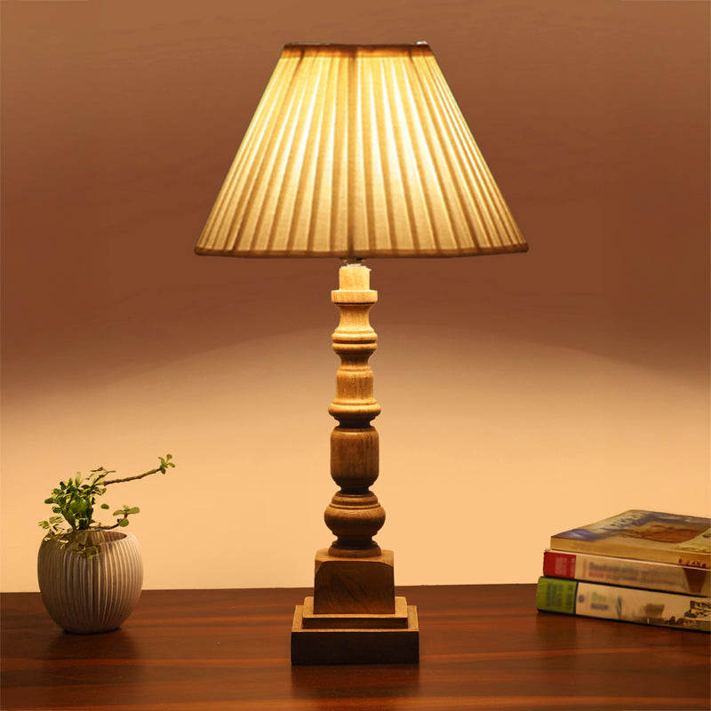 Pleatra II Arbor Wooden Table Lamp - White,Brown