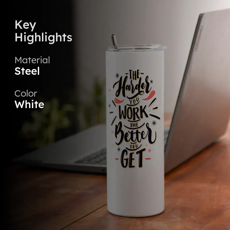 Work Hard Steel Tumbler With Lid & Straw - 490 mL media 2