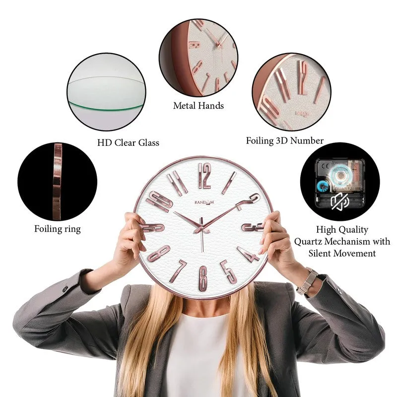 Elite Numeric Plastic Wall Clock - White & Rose Gold media 7
