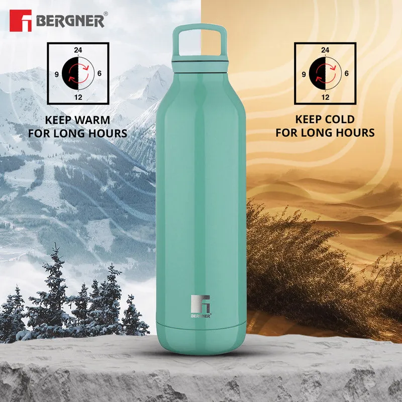 Bergner Walking Daisy Droplet Thermosteel Hot And Cold Flask (Green) - 525 mL media 1