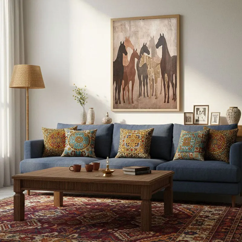 Sandy Horse Wall Painting With Brown Frame media 3