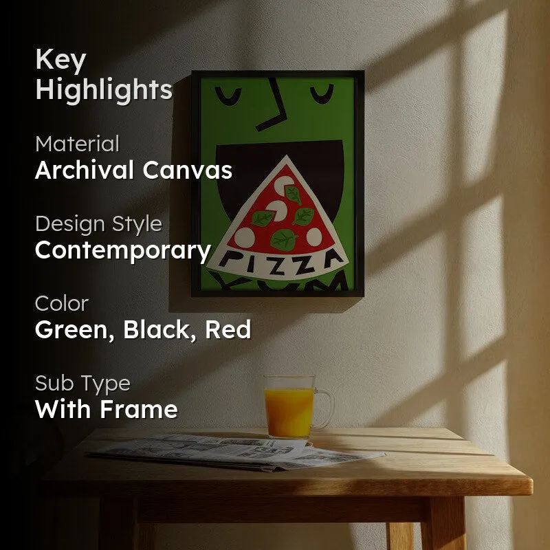 Pizza Bliss Archival Canvas Wall Art - Black media 2