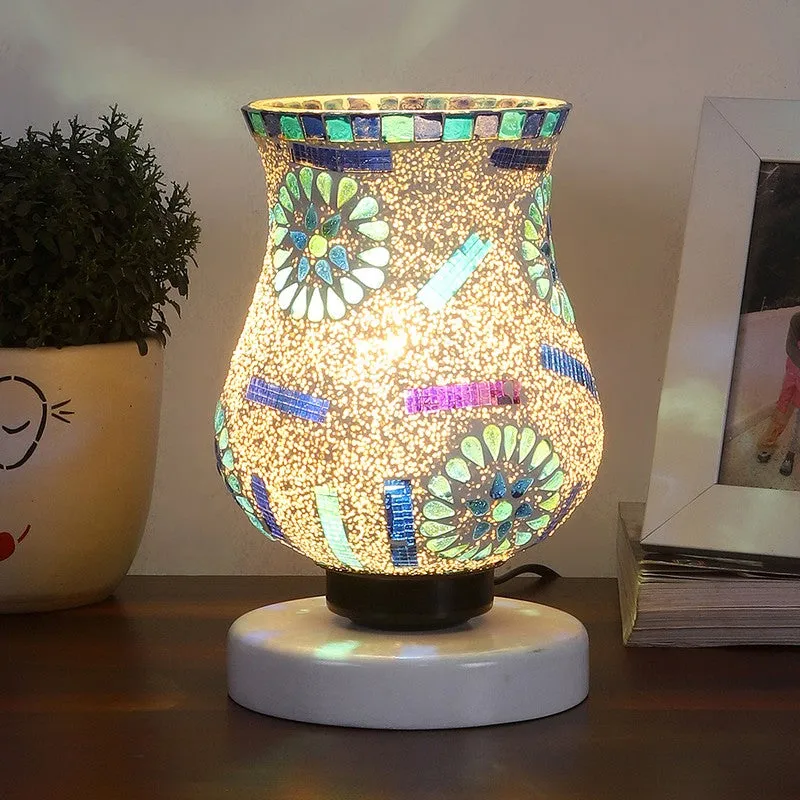 Blisset Mosaic Glass Table Lamp With Wooden Base - Multicolor media 3
