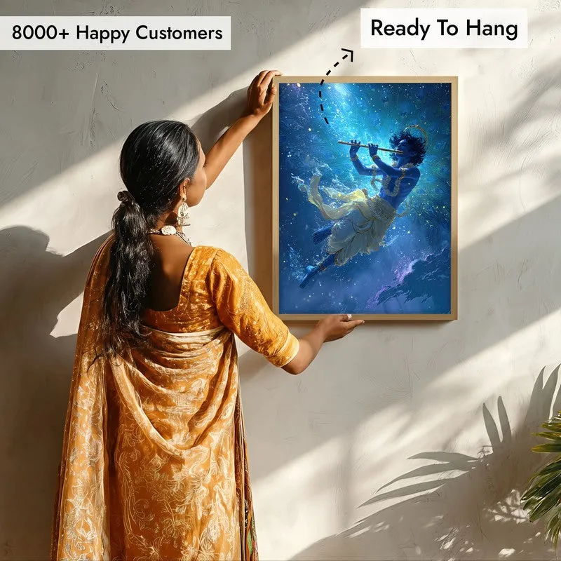 Lord Krishnas Cosmic Divine Dance II Archival Paper Wall Art - Natural Brown Frame media 7