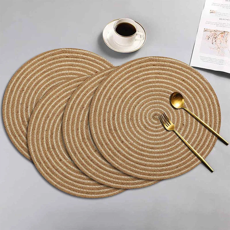 Terra Thread Jute Table Mat - Set Of Four media 1