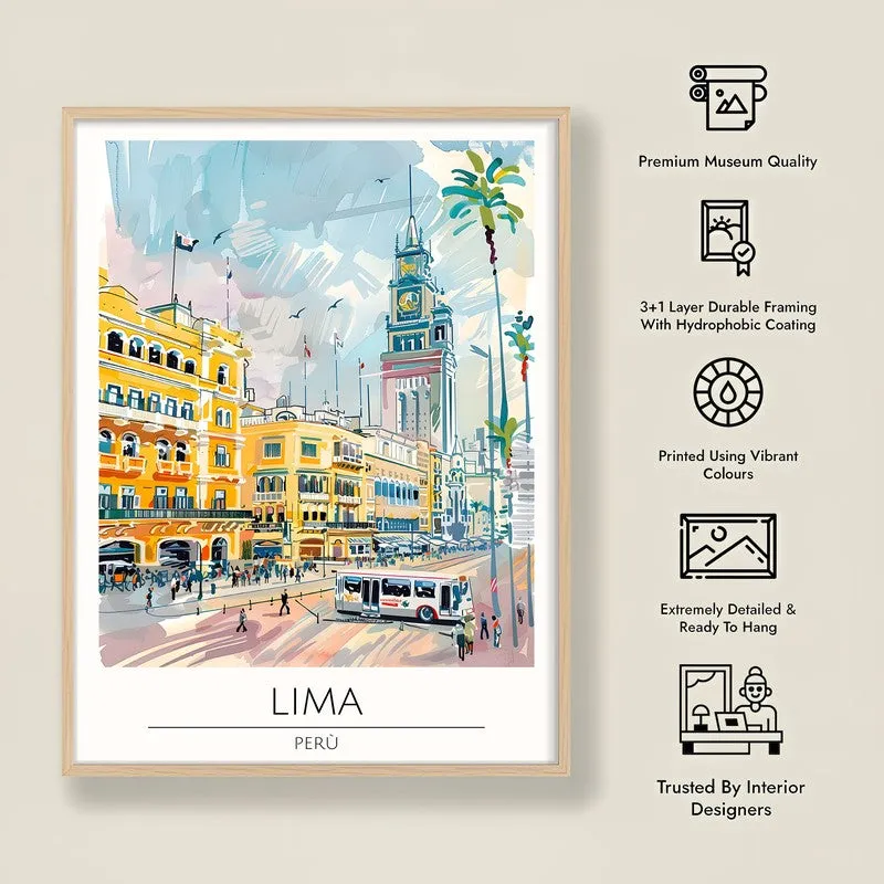 Vintage Lima Framed Canvas Archival Canvas Wall Painting - Natural Brown Frame media 8