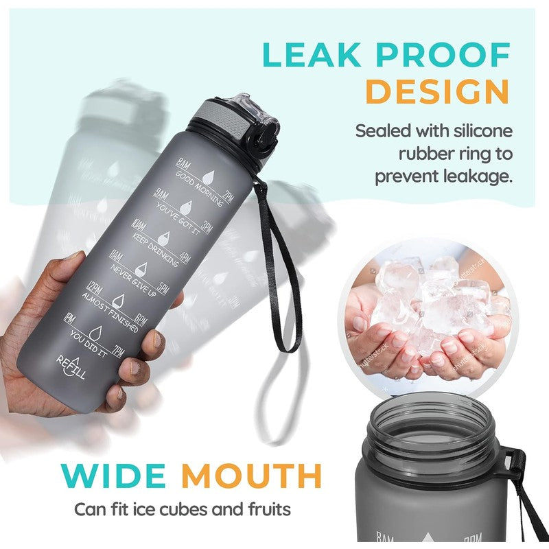 Solara Sportiq Plastic Water Bottle (1000 mL) - Grey media 4