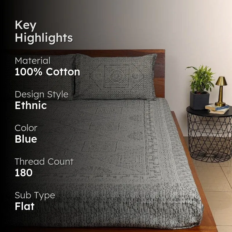Sleepy Caper Cotton Bedsheet (Sky Blue) - 180 TC media 2